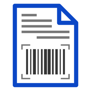 Icon graphic of a document with barcode